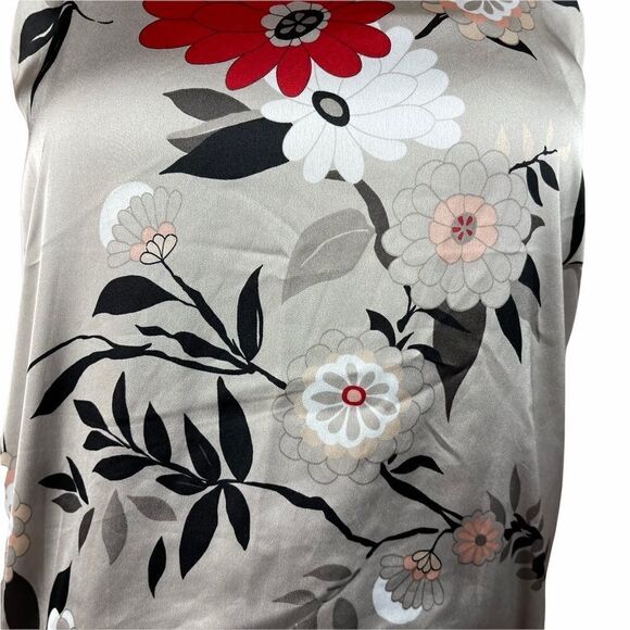 Loft Gray Floral Silk Spaghetti Strap Top - Picture 6 of 6